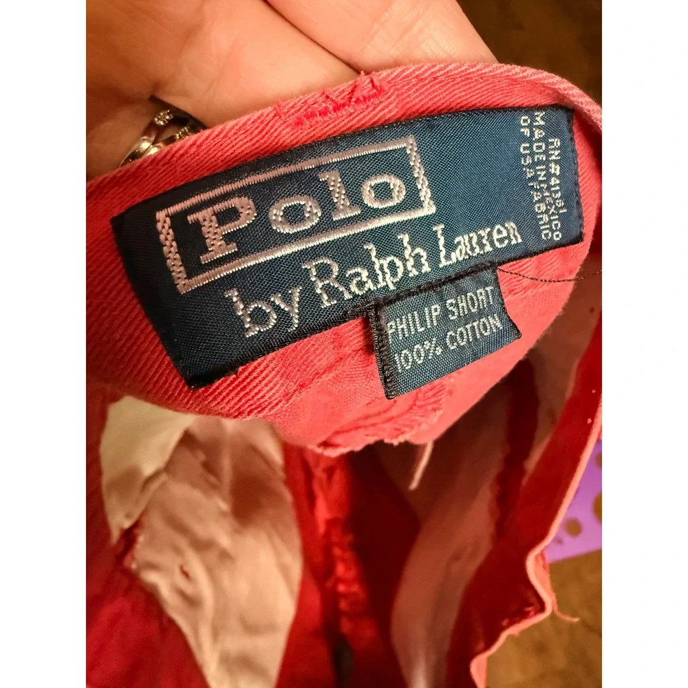 Polo Ralph Lauren 90s Mens 36 Philip Short Vintage Fade Red Chino Cotton 8